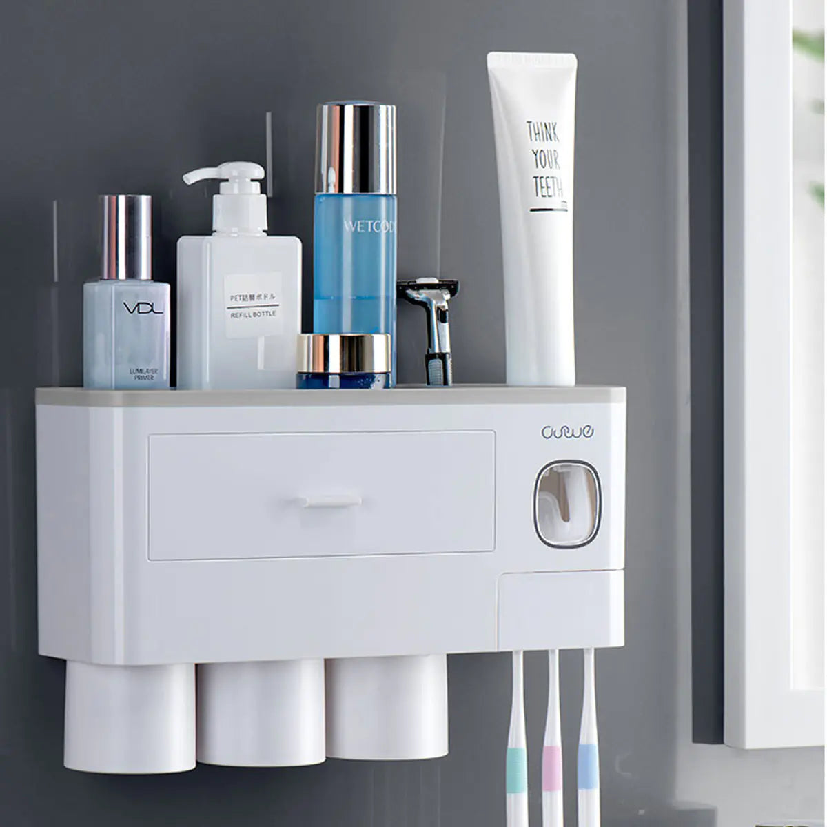 Toothbrush Holder Set with Toothpaste Dispenser