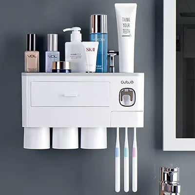 Toothbrush Holder Set with Toothpaste Dispenser