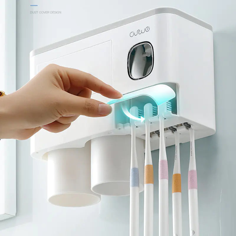 Toothbrush Holder Set with Toothpaste Dispenser