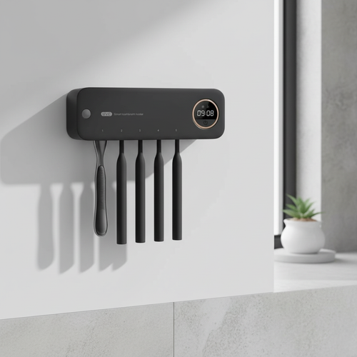 UV Toothbrush Holder Mounted on Bathroom Wall